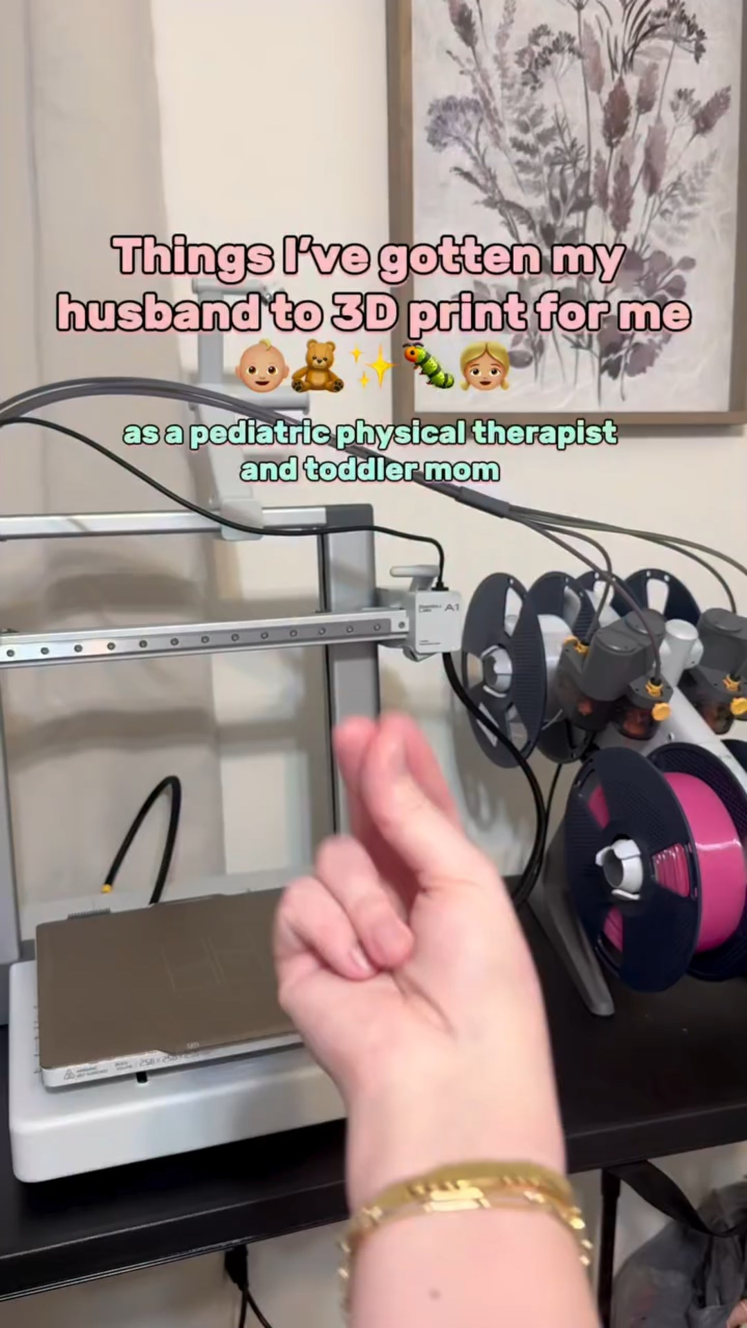 When you’re a pediatric PT married to a 3D printing dad… you get custom sensory play equipment on demand 😅

✔️ Sensory tray
✔️ Play doh roller
✔️ Dream machine holder
✔️ Dress up wall hooks
✔️ Magnetic tile storage

3D printing has been such a fun way to create DIY toddler play setups and organization for our girls.

What’s the coolest 3D printed idea you’ve seen?

#toddlerplay #toddlermom #playroom #sensoryplay

#LTKKids #LTKHome