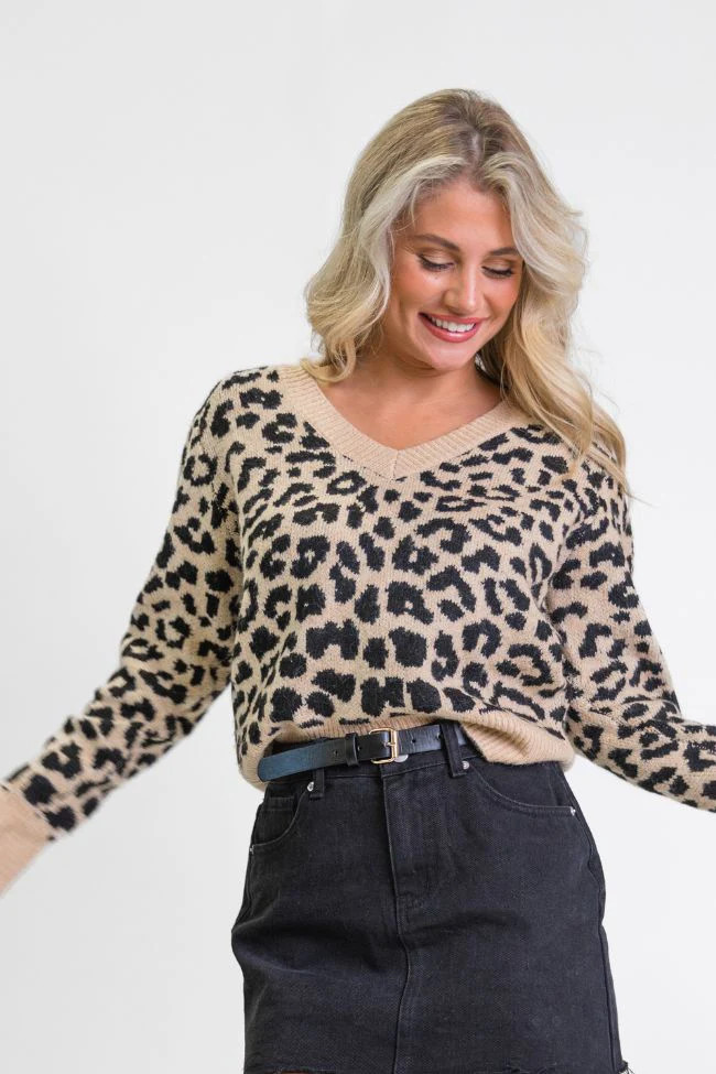 Fierce Feelings V-Neck Leopard Sweater FINAL SALE | Pink Lily