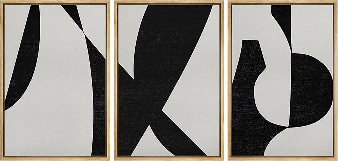 wall26 Framed Wall Art Print Set Black and Gray Mid Century Polygons Abstract Patterns Digital Ar... | Amazon (US)