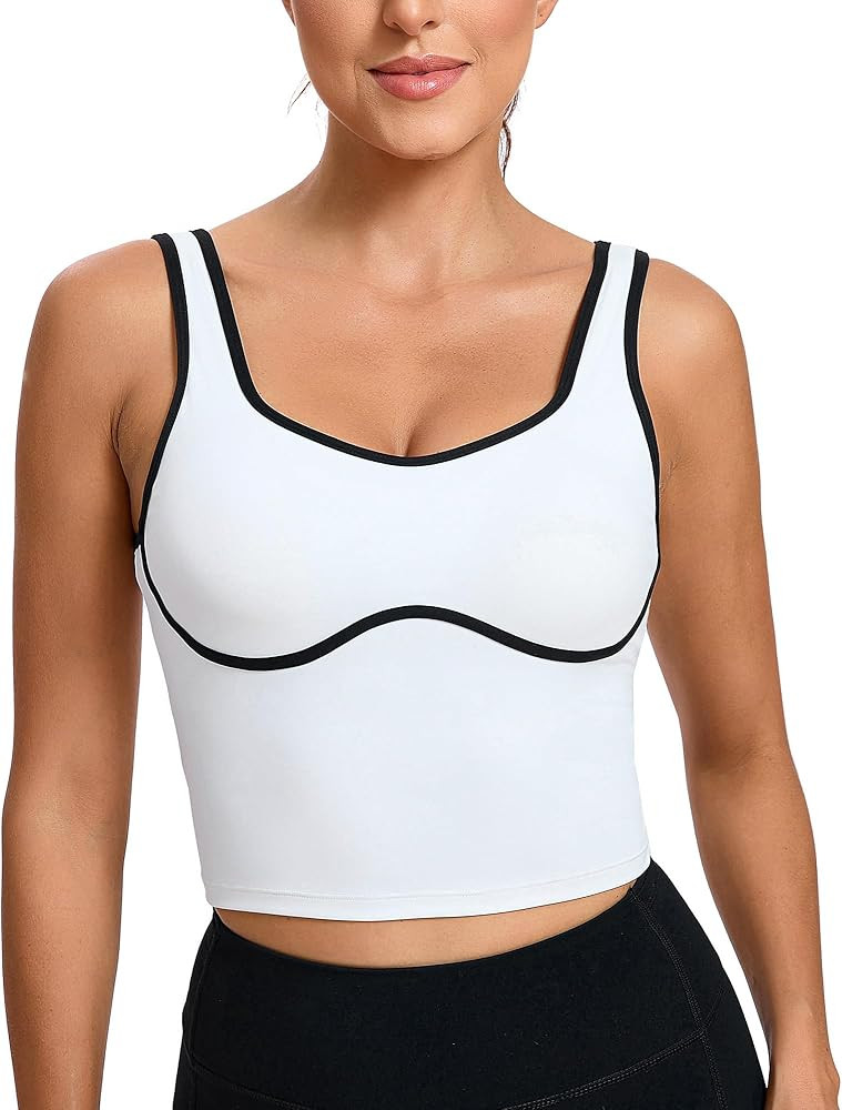 RUNNING GIRL Sports Bras for Women,Longline Workout Crop Tank Tops Padded with Built in Shelf Pad... | Amazon (US)