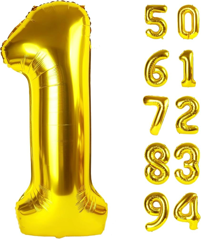40 Inch Gold 1 Balloon for First Birthday, Gold One 1st Number Balloon Birthday Decorations, 10th... | Amazon (US)