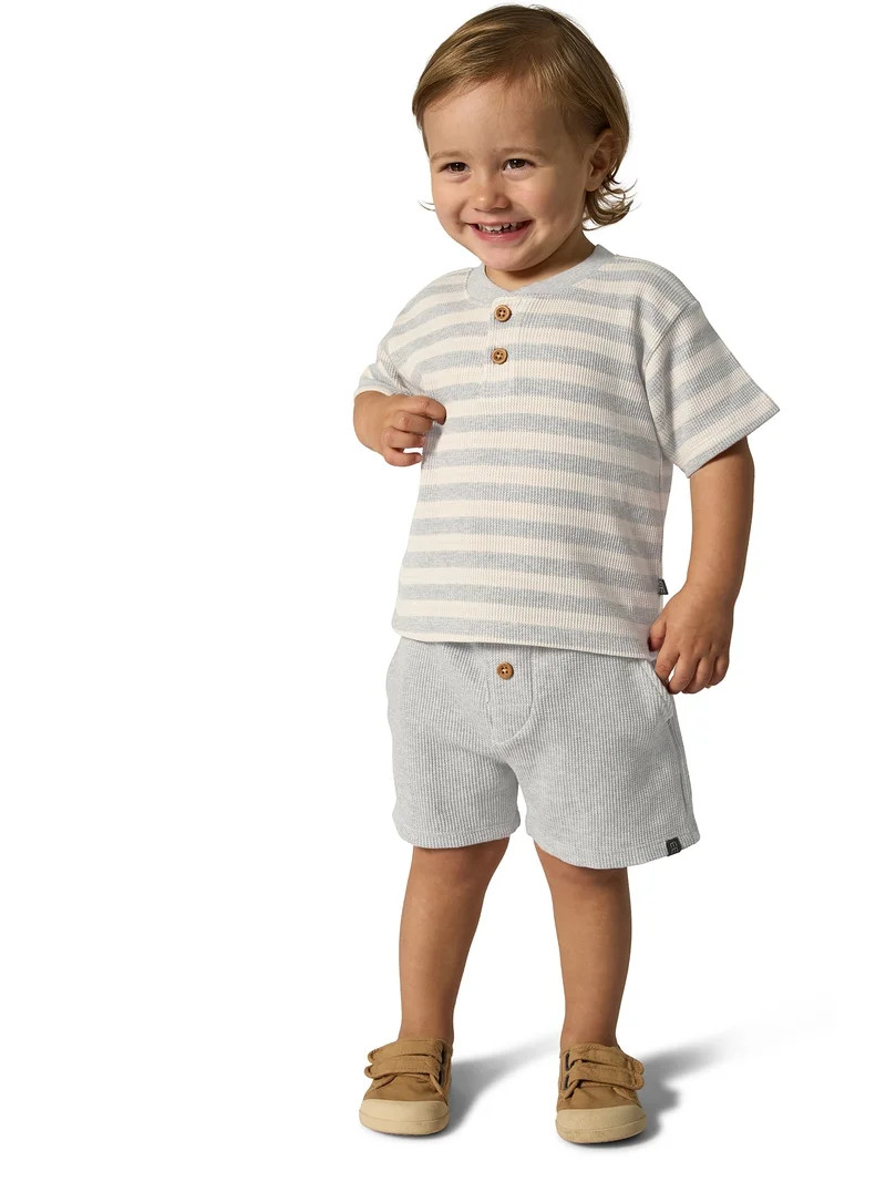 Modern Moments by Gerber Toddler Boy Henley Top and Short Outfit Set, 2-Piece, 12 Months - 5T | Walmart (US)