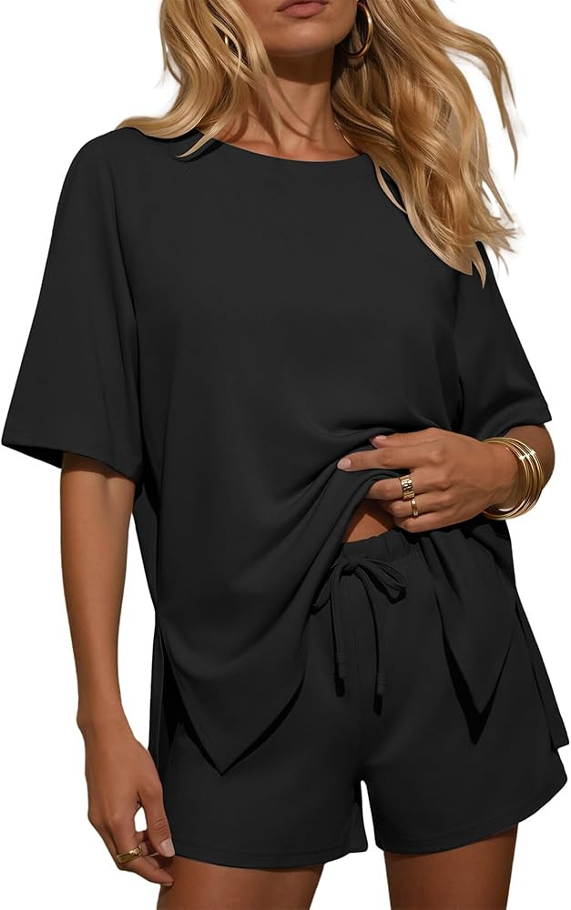 Ekouaer Two Piece Sets for Women Summer Lounge Short Sets Moisture-Wicking Casual Airport Travel ... | Amazon (US)