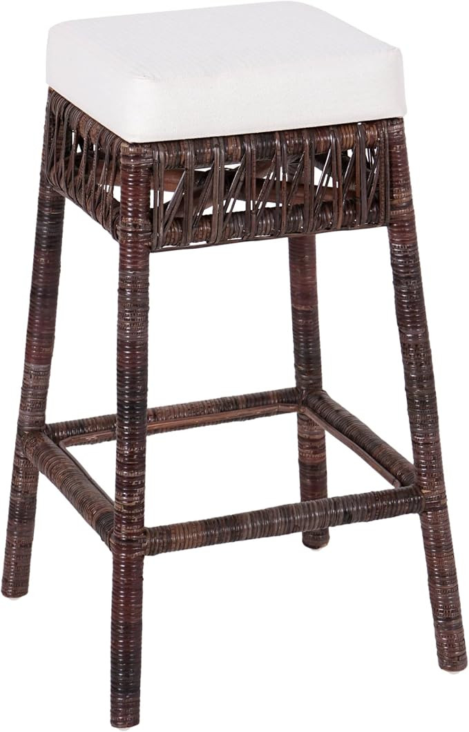 JONATHAN Y Bali 29.5" Woven Rattan Backless Bar Stool, Dark Brown/White | Wicker Construction, In... | Amazon (US)