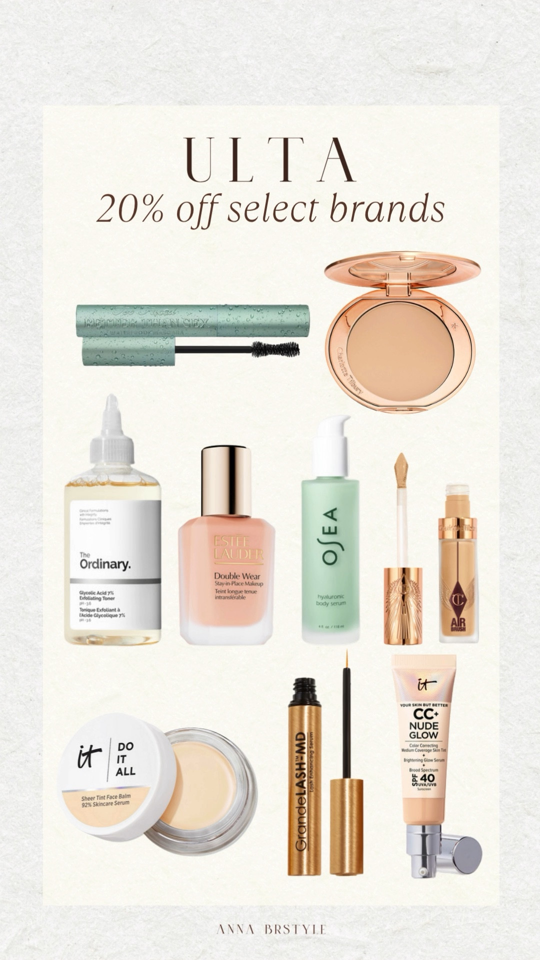 Ulta 20% off select brands.

beauty finds, beauty deals, makeup must haves, skincare, bodycare, annabrstyle.

#LTKSaleAlert #LTKBeauty