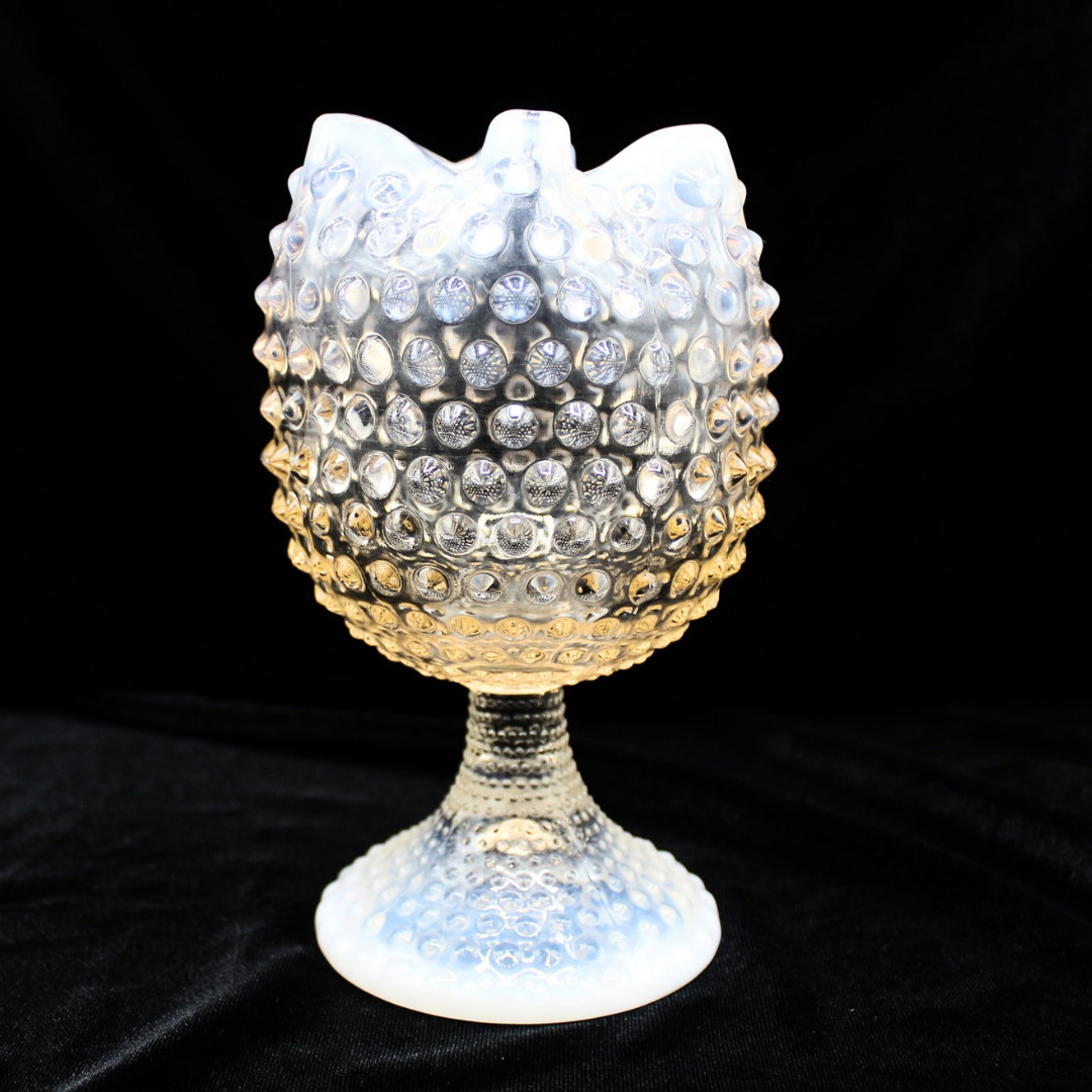 Vintage Duncan Miller Pink Opalescent Hobnail Ivy Ball Bowl Vase Ruffled Edge | eBay | eBay US