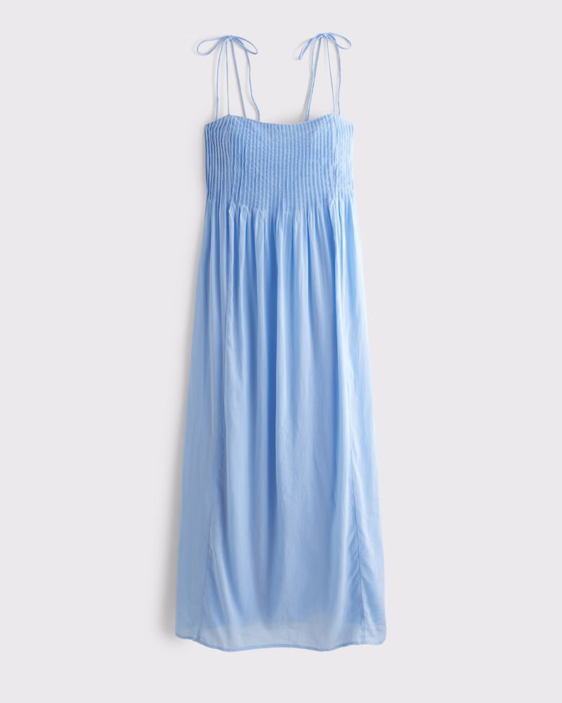 Abercrombie & Fitch Women's Pintuck Flowy Maxi Dress in Sky Blue - Size XXS | Abercrombie & Fitch (US)