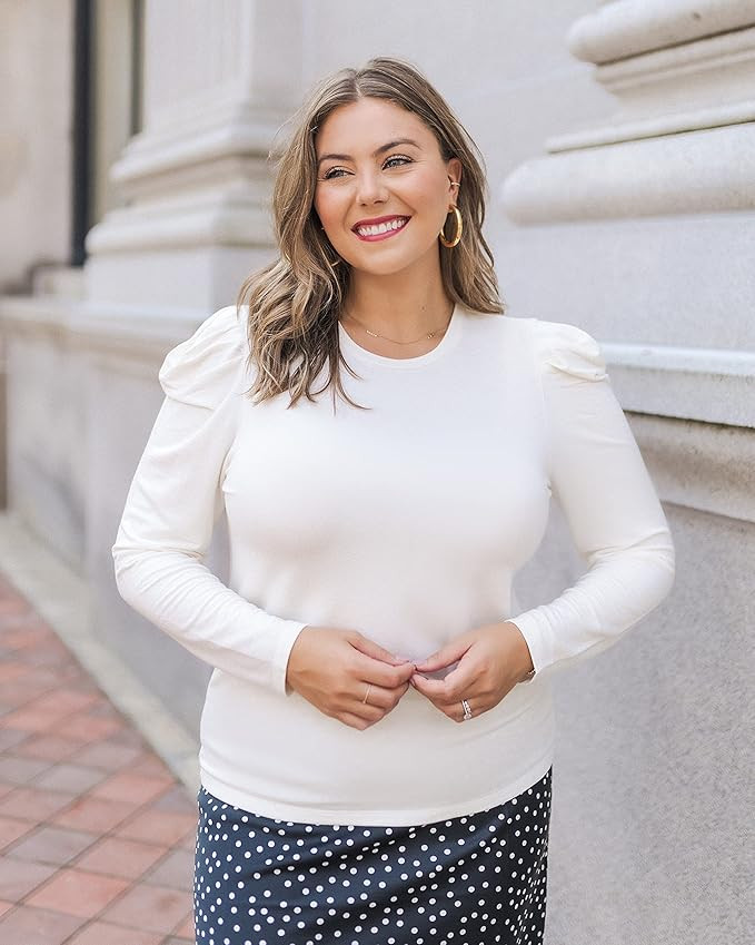 The Drop Women's Ivory Puff-Sleeve Top by @caralynmirand | Amazon (US)