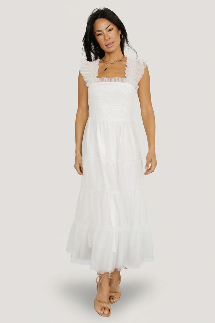 Emma Smocked Tulle Dress | Off White | Baltic Born
