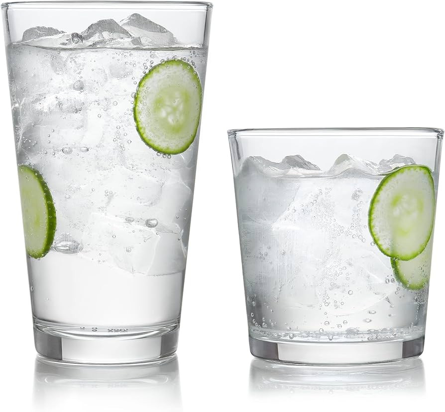 Libbey Preston Tumbler and Rocks Glass Cups Set, All Purpose Everyday Drinking Glasses Set of 16,... | Amazon (US)
