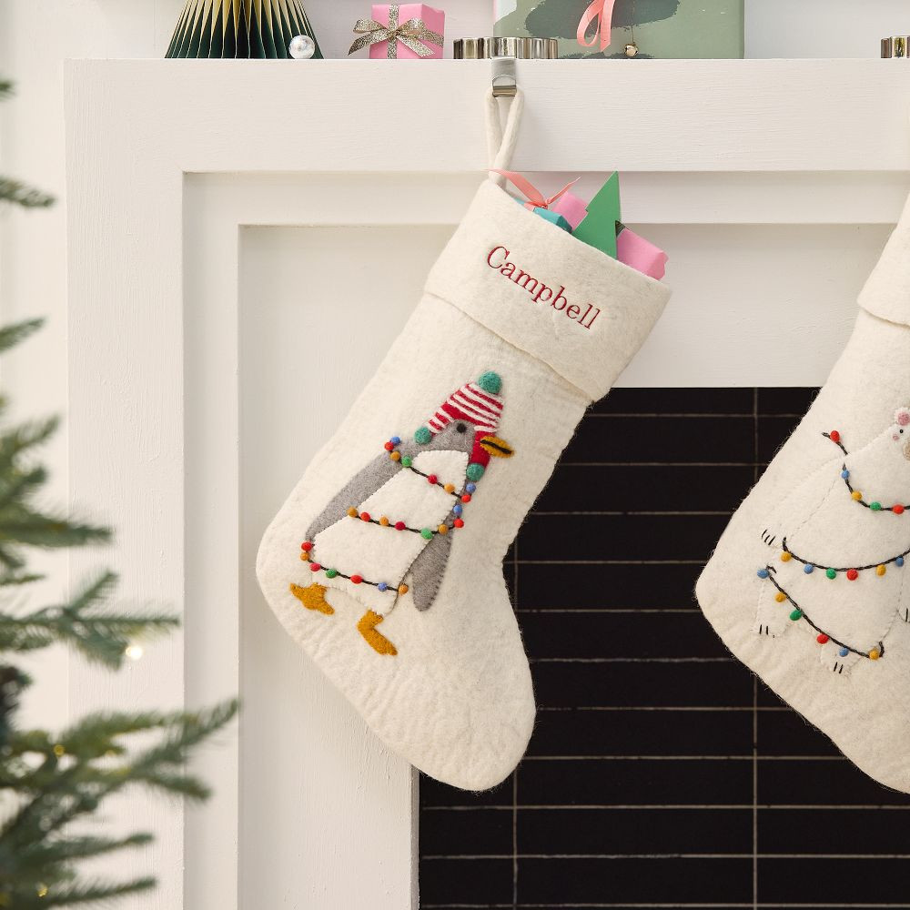 Penguin in Lights Felt Stocking | West Elm (US)