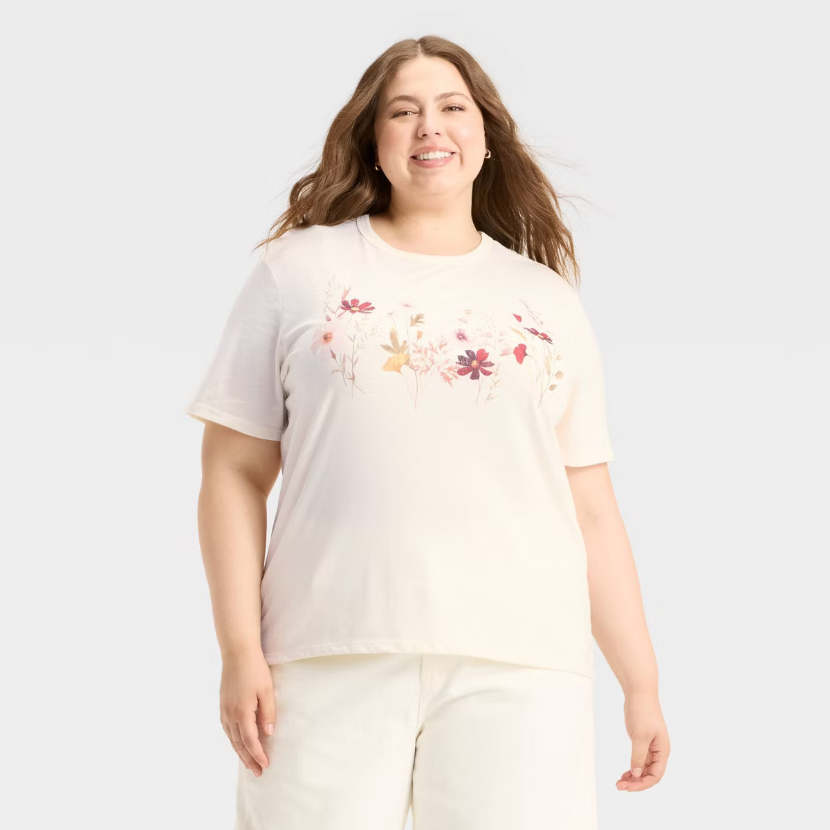 Women's Wildflower Short Sleeve Graphic T-Shirt - Ivory | Target