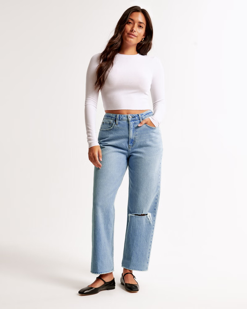 Women's Curve Love High Rise Vintage Straight Jean | Women's Bottoms | Abercrombie.com | Abercrombie & Fitch (US)