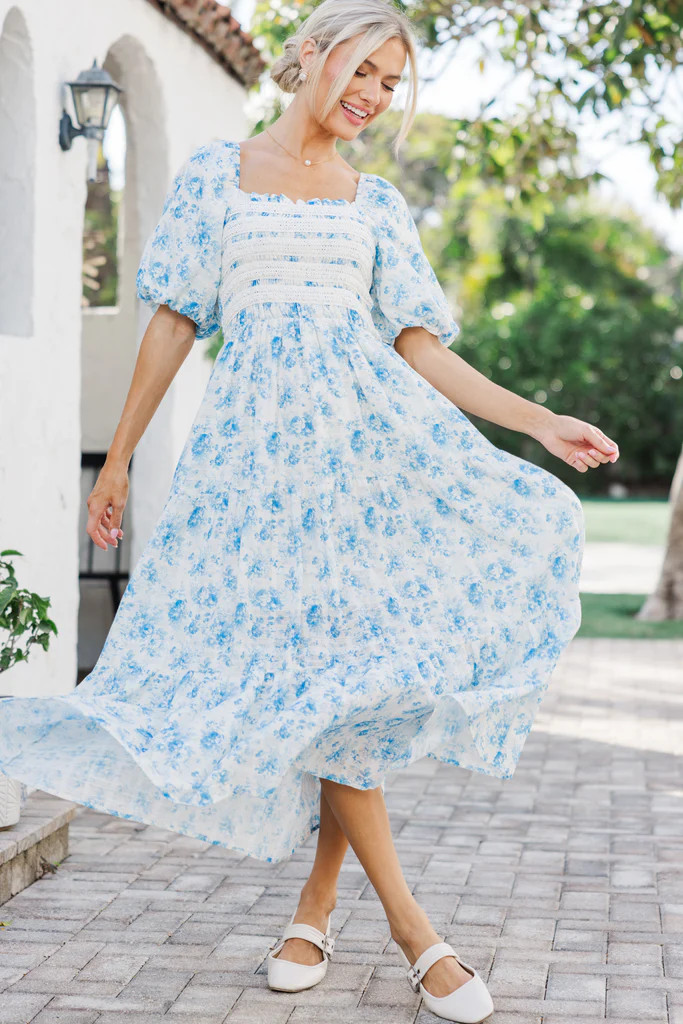 In My Dreams Blue Floral Midi Dress | The Mint Julep Boutique