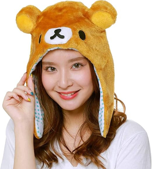SAZAC San-X Licensed Rilakkuma Animel Beanie Fluffy Beanie Cap Soft Warm Winter Head wear (Rilakk... | Amazon (US)