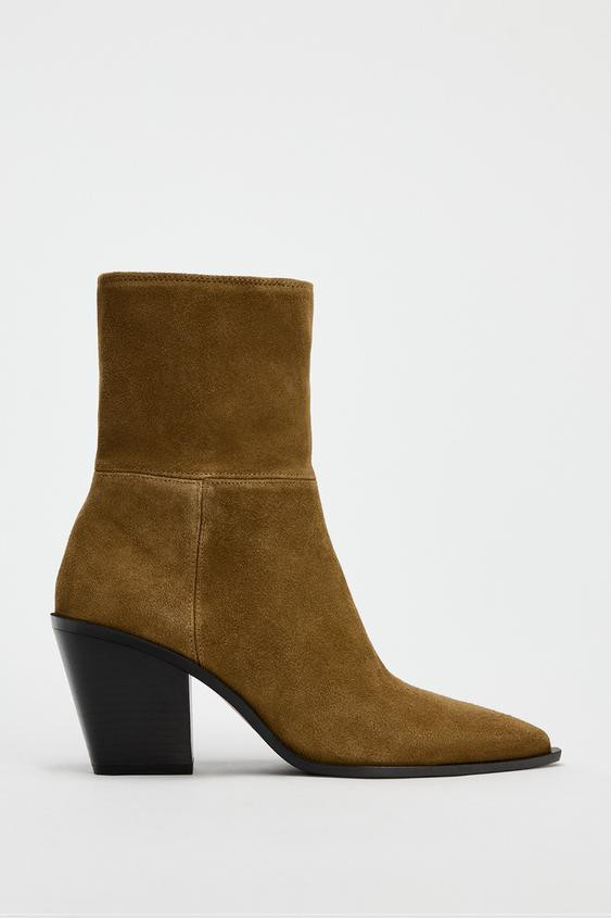SPLIT LEATHER ANKLE BOOTS | Zara US