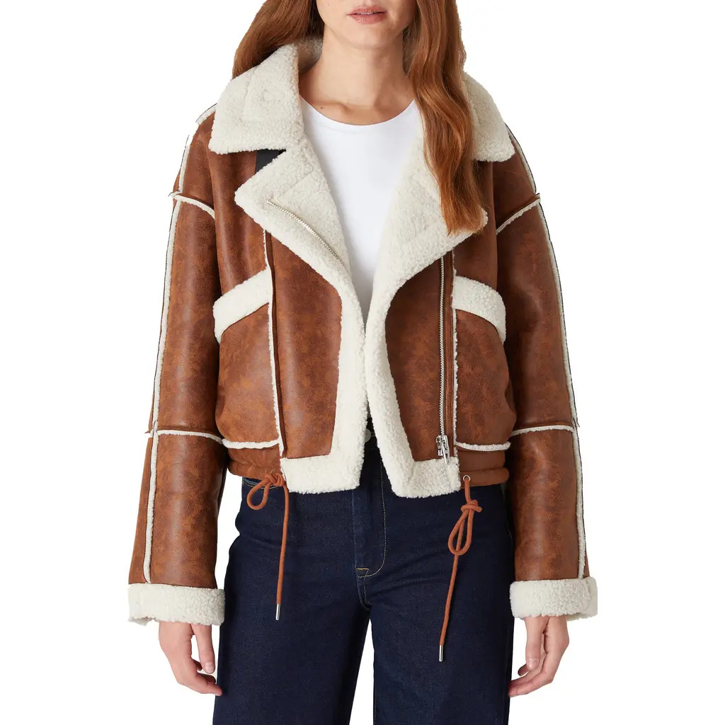 BLANKNYC Faux Shearling Jacket in Steady Habit at Nordstrom, Size X-Small | Nordstrom