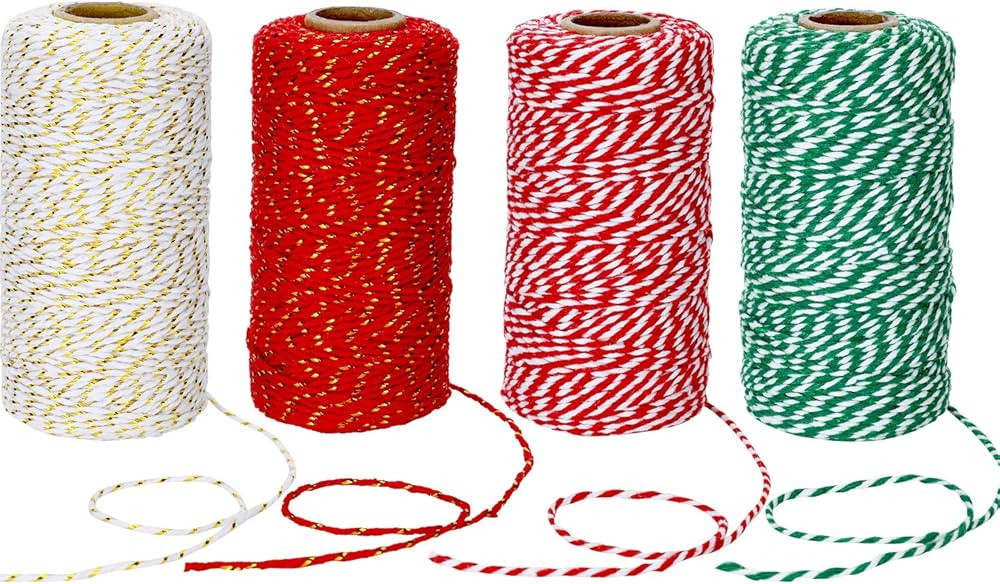 Boao Twine 4 Rolls 1312 Feet Christmas Wrapping Twine Cotton String for Christmas Arts Crafts Gif... | Amazon (US)