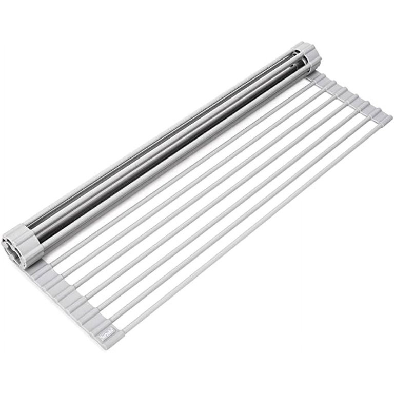 Roll Up Dish Drying Rack 20.5"(L) x 13"(W) - Stainless Steel and Silicone Dish Drying Mat Over Th... | Walmart (US)