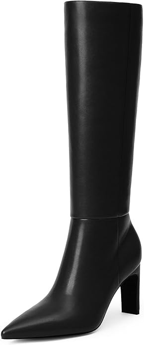 Modatope Knee High Boots Pointed Toe Chunky Heel Womens Boots Side Zipper Heeled Tall Boots for W... | Amazon (US)