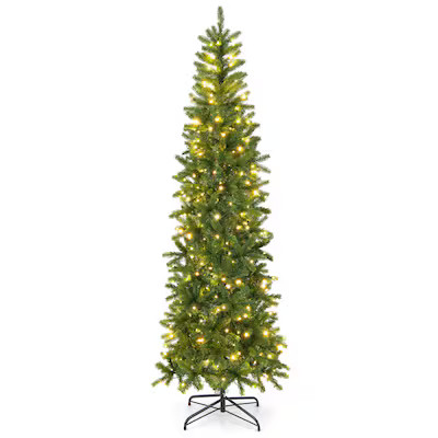 WELLFOR 7.5 Pre-lit Slim Artificial Christmas Tree with Multicolor LED Lights | Lowe's