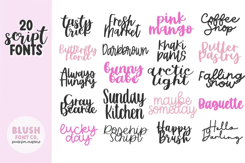 20 FONTS Cute Script Font Bundle, Font Bundle for Cricut, Font Bundle for Crafters, Brush Script ... | Etsy (US)