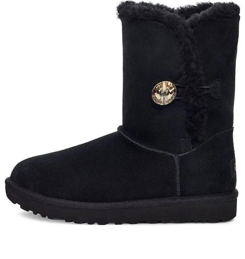 (WMNS) UGG Bailey Button Gold Bling Boot 'Black' 1118997-BKGD | KICKS CREW