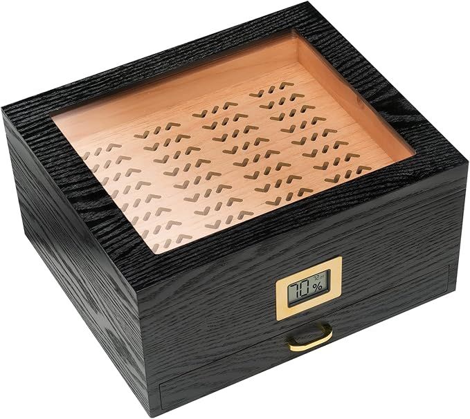 Hu midor Box for 50-80 - Exquisite Natural Wood Grain, Spanish Cedar Trays, Premium Sealing and M... | Amazon (US)