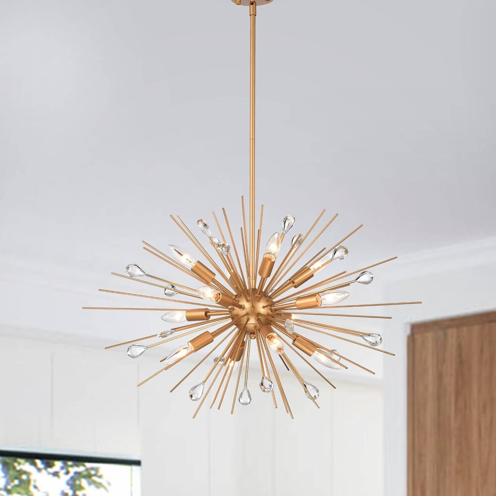 Lorena 12-light Gold Sputnik Chandelier with Crystal and Slender Rods (Gold) | Bed Bath & Beyond