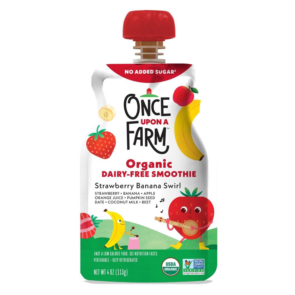 Once Upon a Farm Strawberry Banana Swirl Organic Dairy-Free Kids' Smoothie - 4oz Pouch | Target