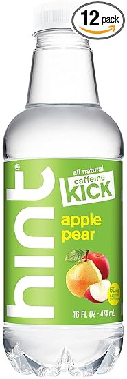 Hint Kick With Caffeine Water, Apple Pear, (Pack of 12) 16 Ounce Bottles, Caffeinated Water, Appl... | Amazon (US)