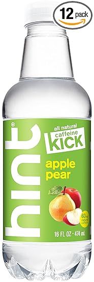 Hint Kick With Caffeine Water, Apple Pear, (Pack of 12) 16 Ounce Bottles, Caffeinated Water, Appl... | Amazon (US)