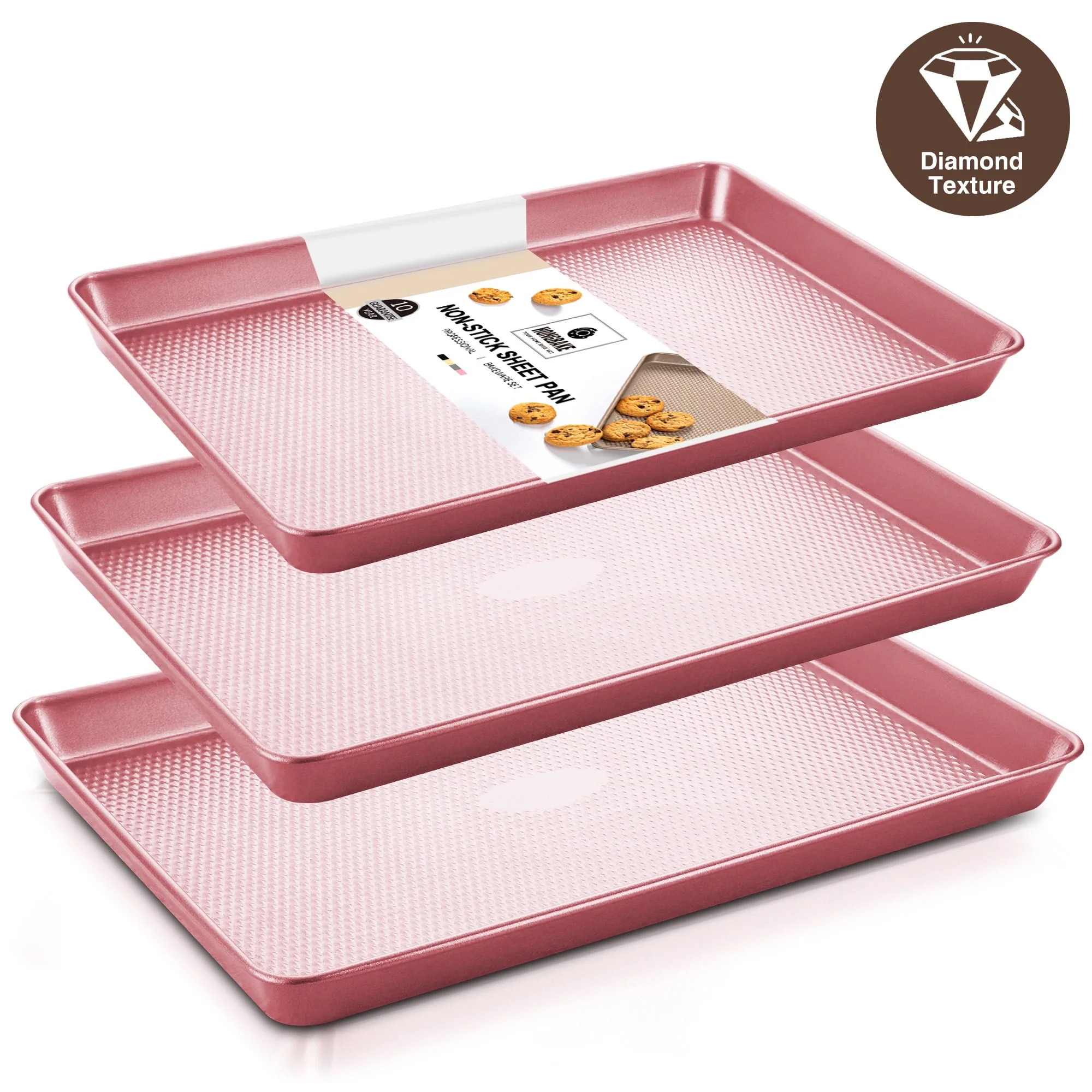 HONGBAKE Cookie Sheets Nonstick Sets, Baking Pan, Cookie Sheets for Baking with Diamond Texture P... | Walmart (US)