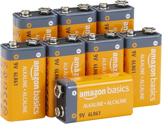 Amazon Basics 8-Pack 9V Alkaline Batteries, 5-Year Shelf Life - for Smoke/CO Detector, Electronic... | Amazon (US)