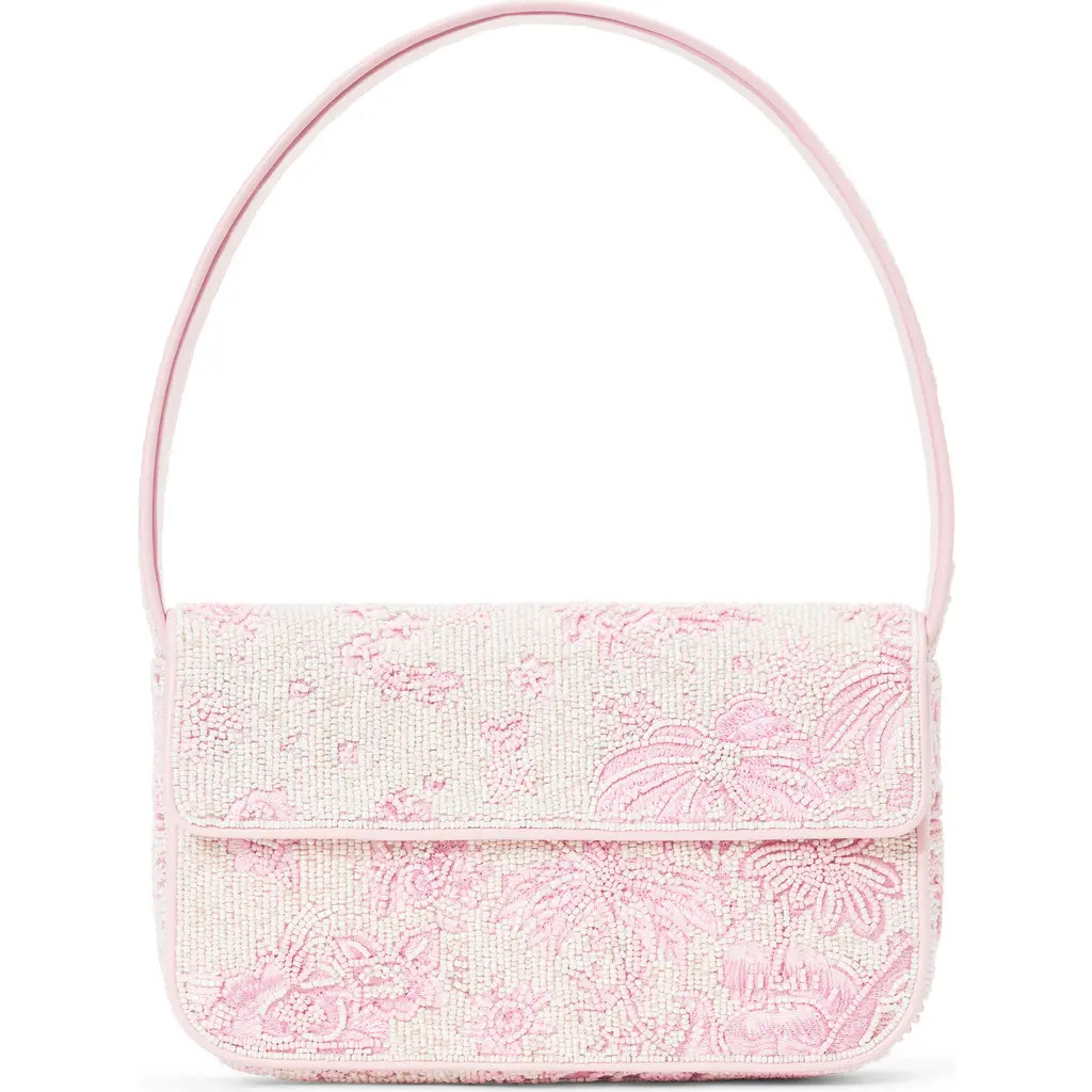 STAUD Tommy Beaded Shoulder Bag in Ivory/Cherry Blossom Toile at Nordstrom | Nordstrom