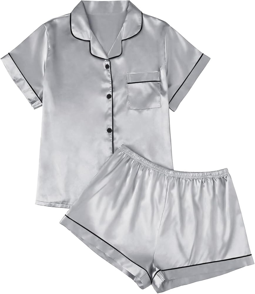 LILLUSORY Silk Satin Pajama Set for Women Pajamas 2 Piece Lounge Set Pjs Pj Shorts Matching Sets ... | Amazon (US)