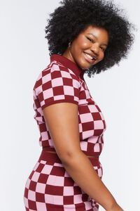 Plus Size Checkered Sweater-Knit Polo Shirt | Forever 21 (US)