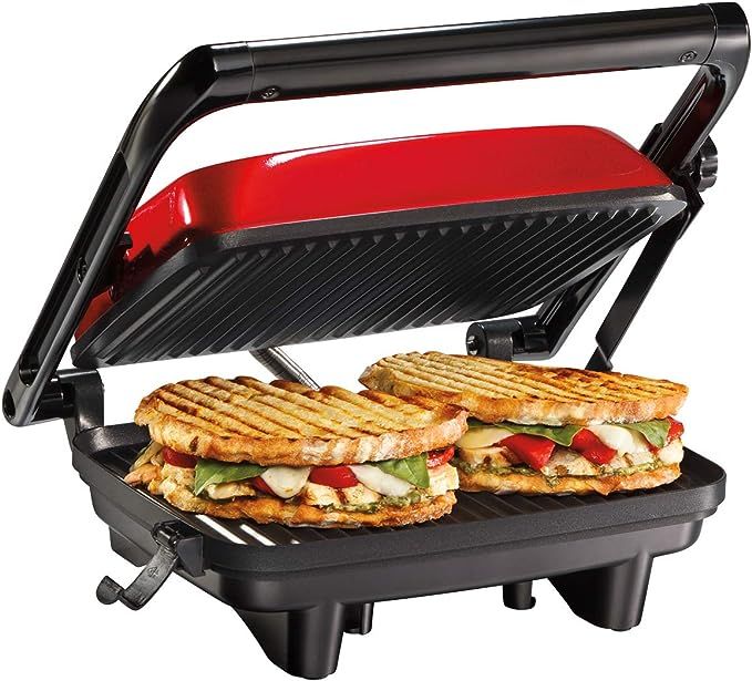 Hamilton Beach Electric Panini Press Grill with Locking Lid, Opens 180 Degrees for Any Sandwich T... | Amazon (US)