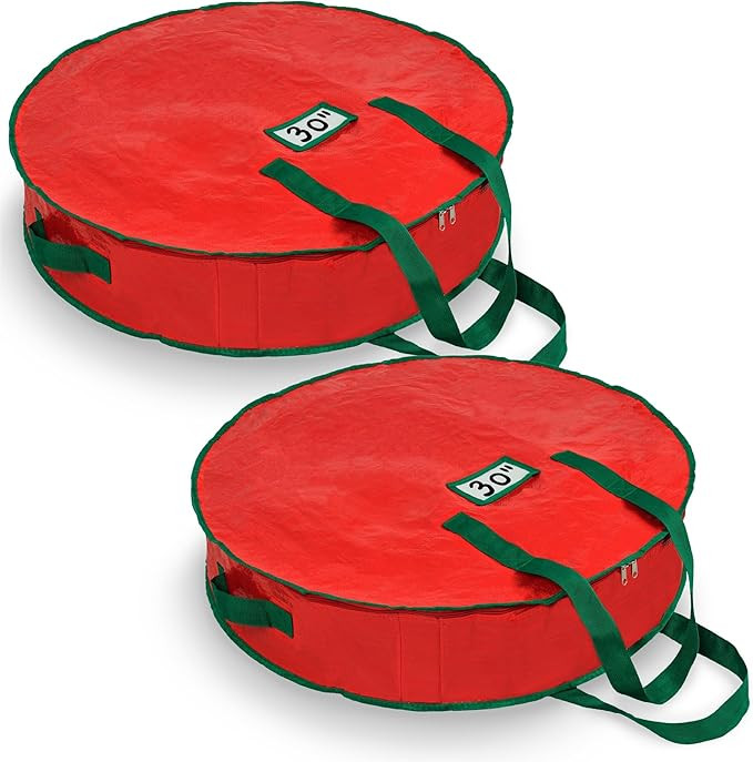 Handy Laundry Christmas Wreath Storage Bag - 2-PACK - Durable, Tarp Material, Zipper, Sturdy Carr... | Amazon (US)