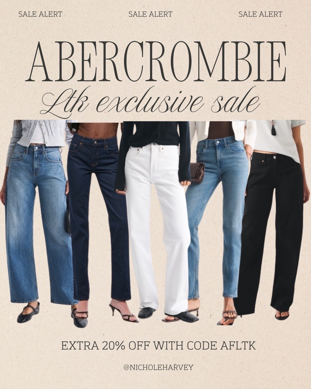 Abercrombie LTK exclusive sale! You can use code AFLTK for an extra 20% off when checking out using the LTK app! This is the time to get all of your fave denim. Sale runs from 6/3-6/4/26.

#Itkcreator #Itkfinds
#Itkwatchnow
#abercrombie #Itkabercrombie
#abercrombiesale
#Itksale

#LTKxAbercrombie #LTKSeasonal #LTKSaleAlert