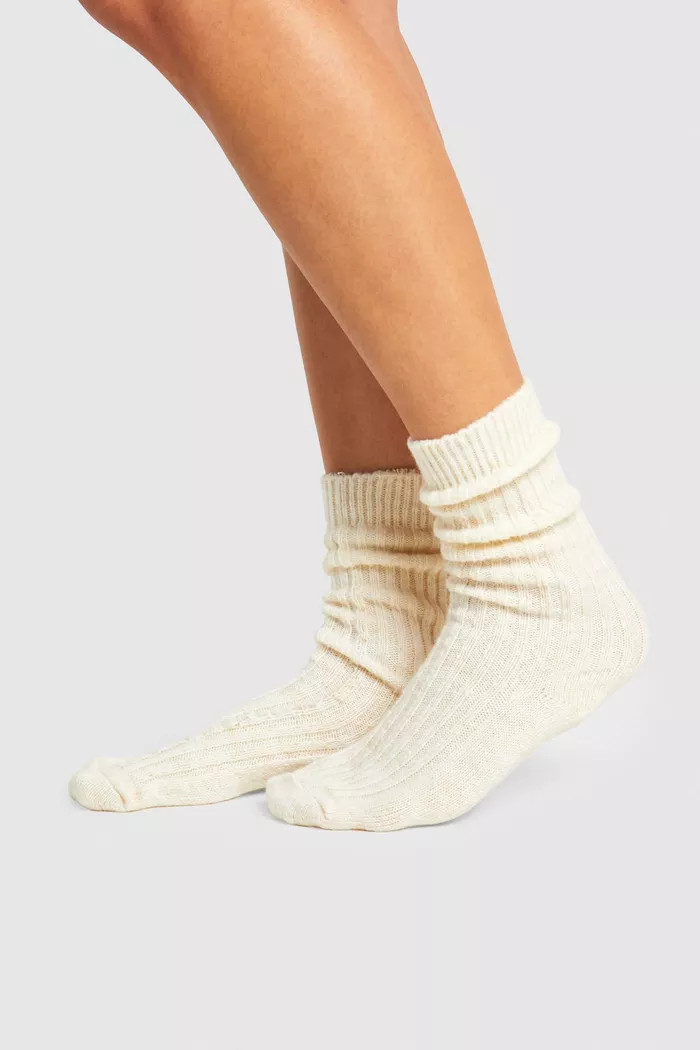 Single Soft Ribbed Slouchy Socks | Boohoo.com (UK & IE)