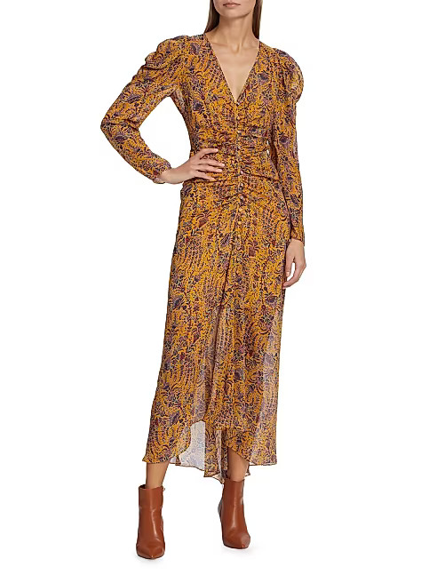 Veronica Beard Ferrara Floral Silk Midi-Dress | Saks Fifth Avenue