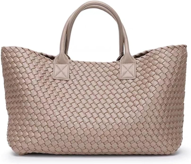 Fashion Woven Vegan Leather Shopper Bag Bucket Bag Travel Handbags and Purses Women Tote Bag Larg... | Amazon (US)