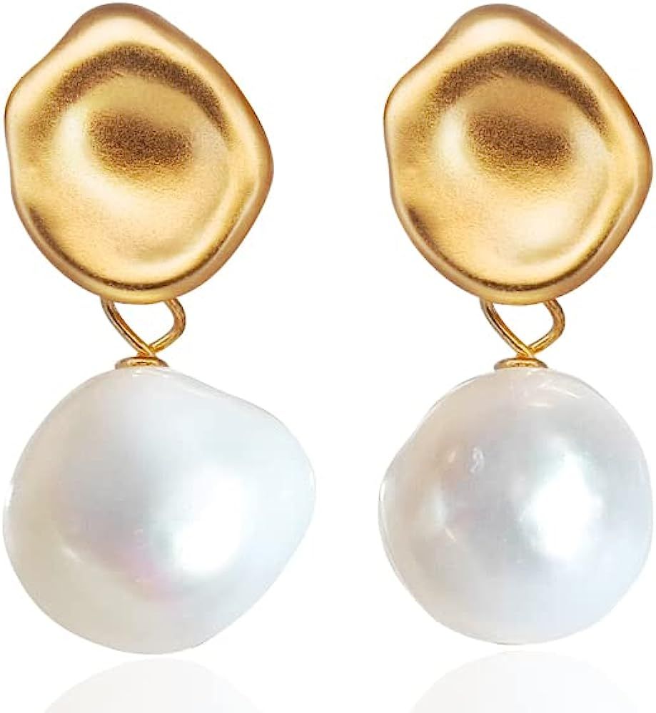 Mumu Cabin Pearl Diamond Stud Earrings for Women with Dangle Drop Designer Style, 925 Sterling Si... | Amazon (US)