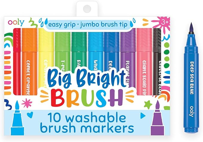 Ooly Thick Washable Toddler Markers with Jumbo Grip, Easter Basket Stuffers, Big Bright Brush Tip... | Amazon (US)