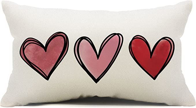 Valentines Day Pillow Covers 12x20 Pink Heart Valentines Day Pillows Winter Holiday Lumbar Pillow Co | Amazon (US)