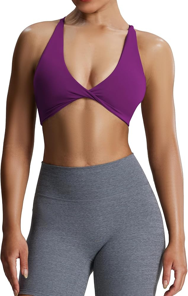Aoxjox Women's Workout Sports Bras Fitness Sienna Low Impact Bra Yoga Crop Tank | Amazon (US)
