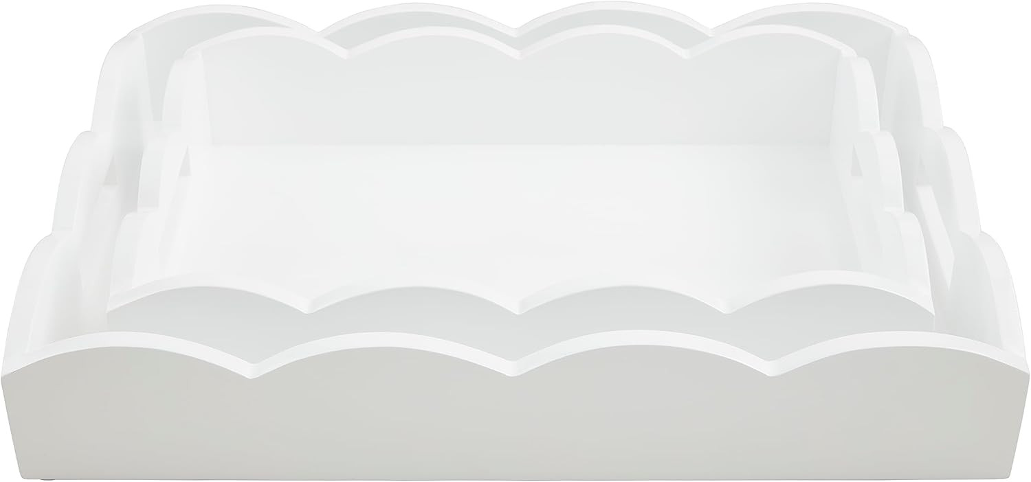 Mud Pie Nested Lacquer Trays, large: 18" x 13" Small: 15" x 10", WHITE | Amazon (US)