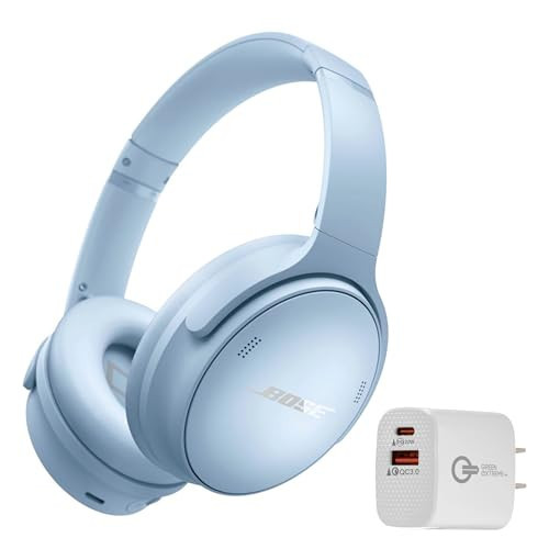 Bose QuietComfort Bluetooth Headphones, Wireless Headphones with Active Over Ear Noise Cancelling and Mic, + Green Extreme 20W 2-Port Wall Charger (Moonstone Blue) | Amazon (US)