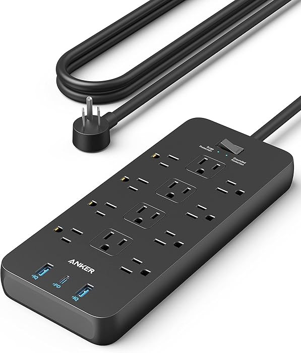 Anker Power Strip with 2100J Surge Protector, Outlet Extender, 20W, 12 AC | Amazon (US)